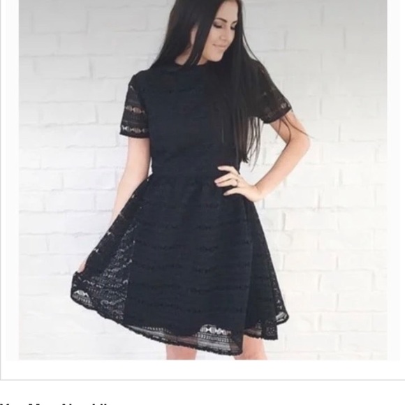 Rachel Parcell Anglaise L Black embroidered overlay fit & flare lined knee dress - Picture 2 of 16